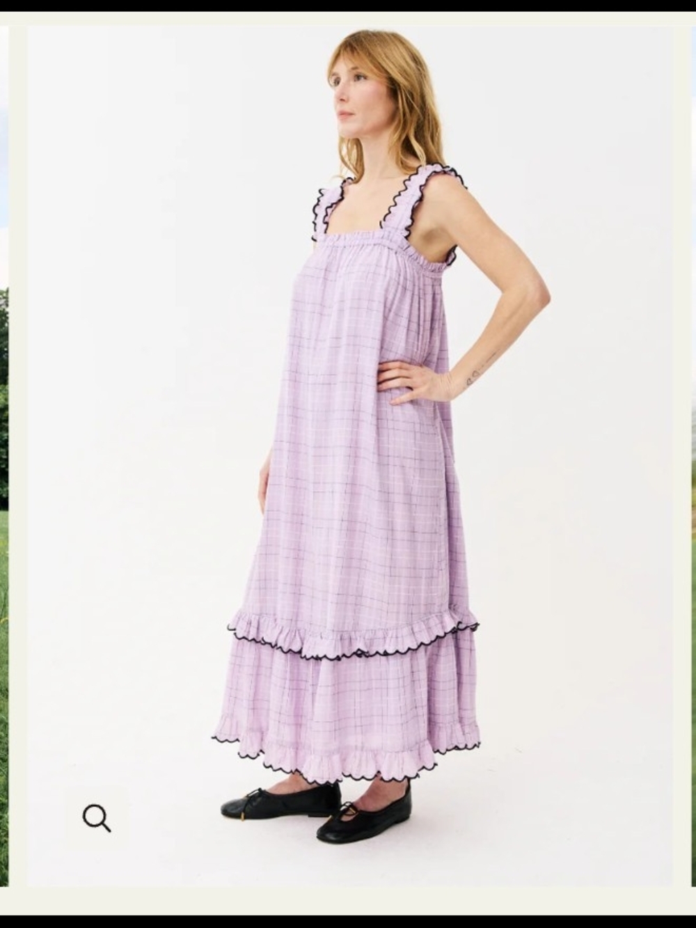 Lavender Ruffle-Trim Maxi Dress